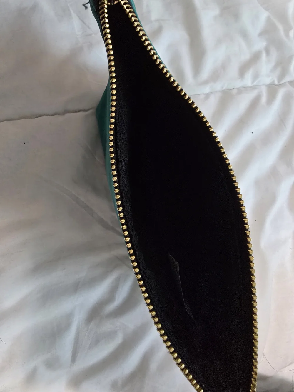 Kiehl's Teal Velvet Cosmetic Bag with Gold Embroidery